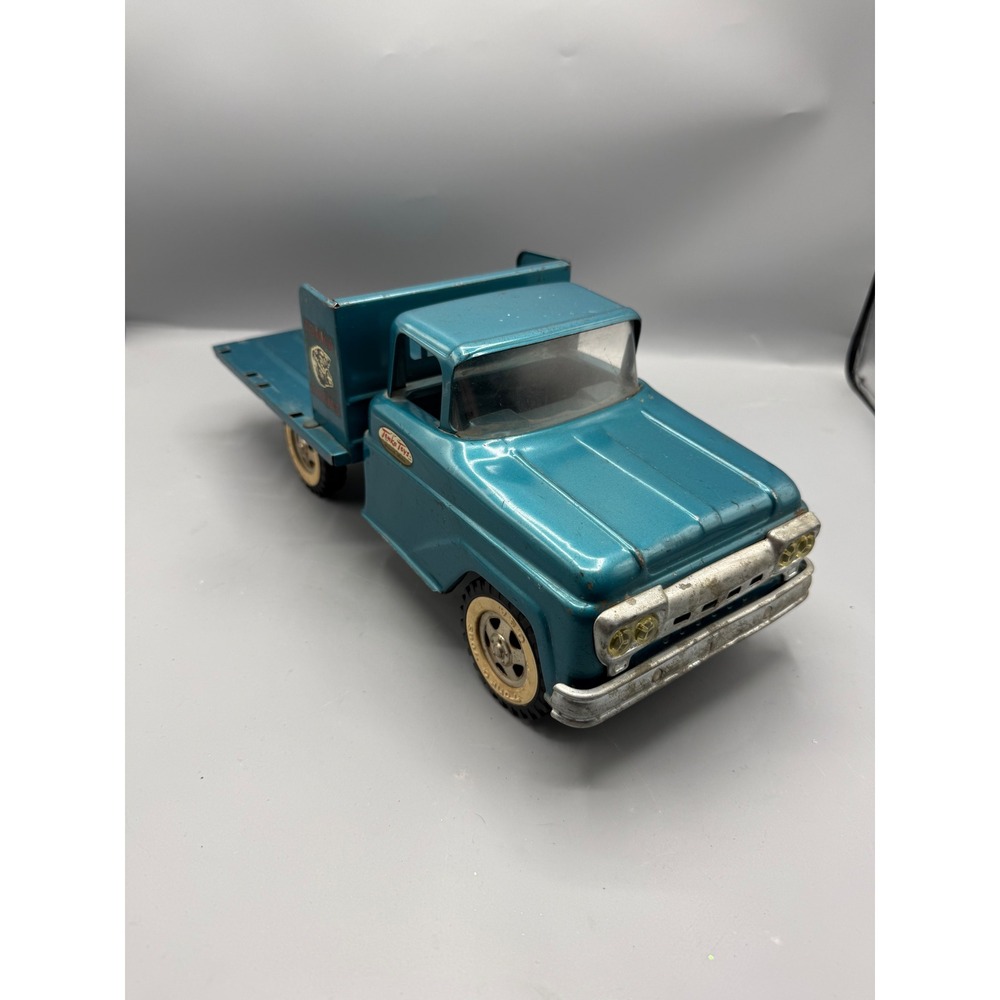 Vintage Tonka Farms Stake Bed Truck Pressed Steel Turquoise Metallic USA Made
